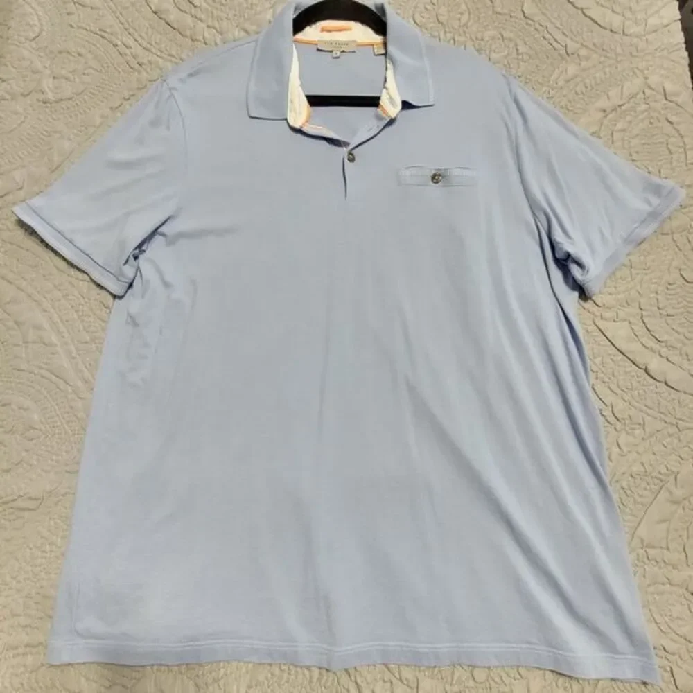 Ted Baker Polo Shirt 6 Light Blue Cotton Blend